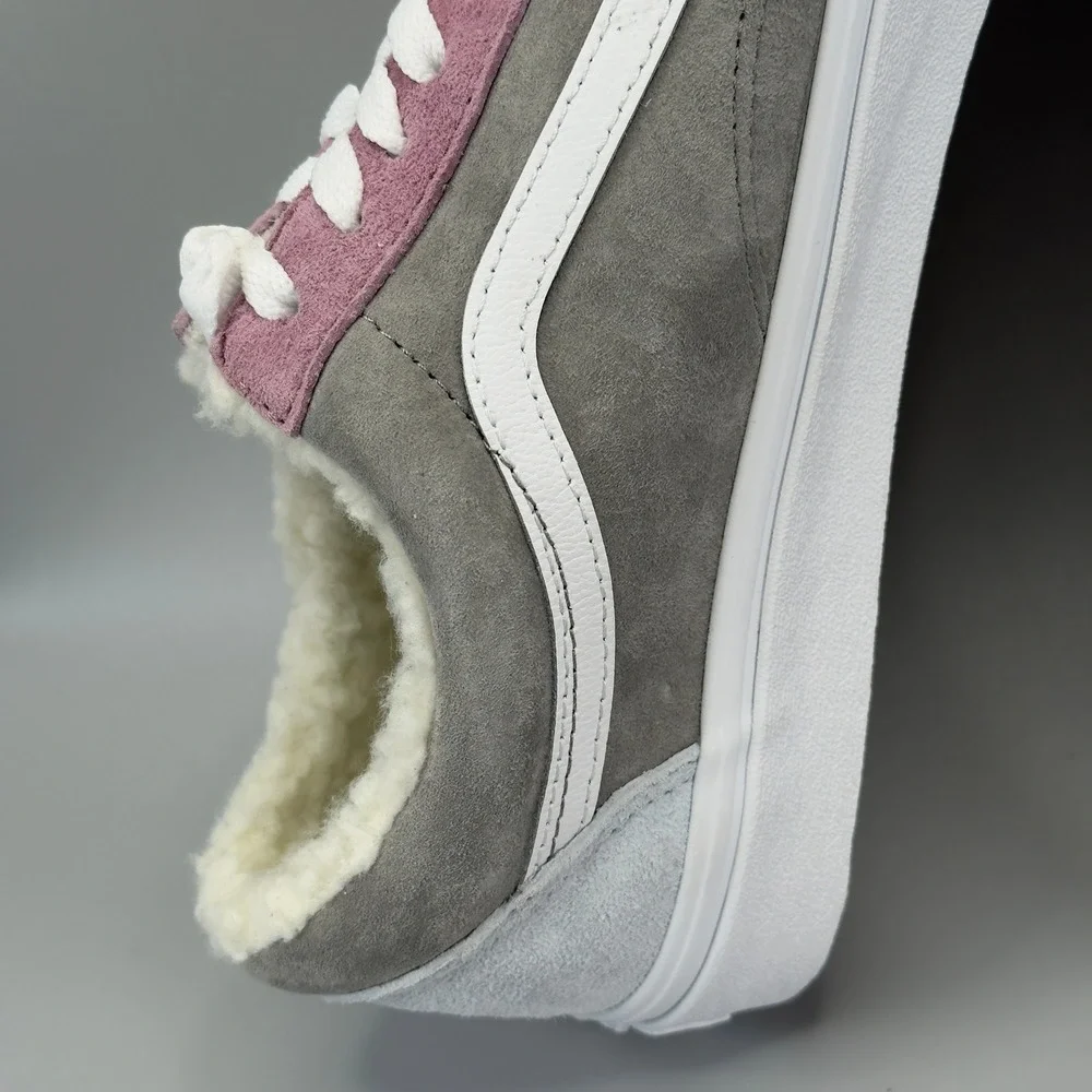 Vans Old Skool Mens 9.5 9 1/2 Pink Gray Blue Shoes Sherpa Suede Water Repellent - Picture 9 of 16